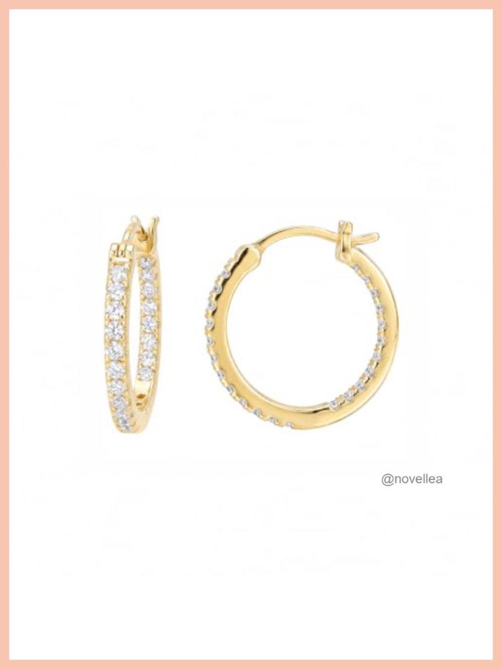 14K Gold Huggie Hoop Earrings CZ Pavé Set Small Hoops Hypoallergenic Click-Top